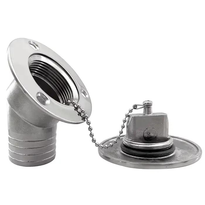 Bateau en acier inoxydable 316 1-1/2"(38mm)/2"(50mm) col coudé 45 °   Matériel de remplissage/bouchon de remplissage de pont d'eau sans clé à travers le matériel du coque