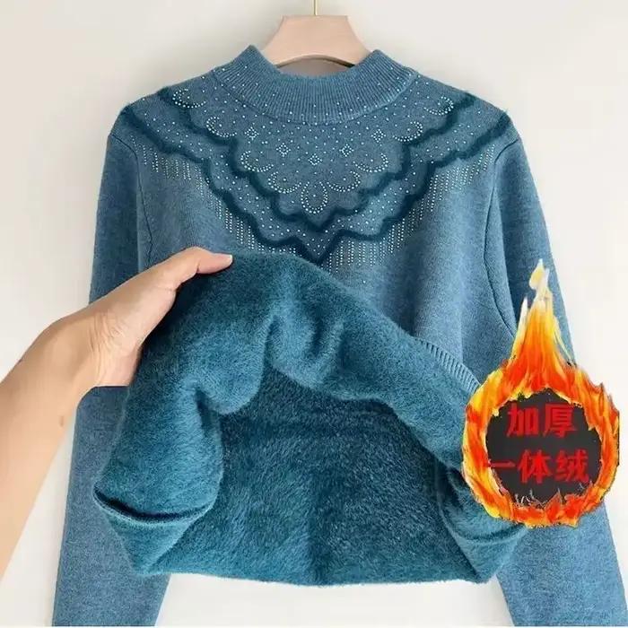 Pull épais en velours pour femmes