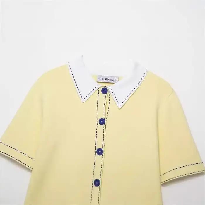 Automne tricoté décontracté col Polo pull femmes mode vêtements d'extérieur fibre de Polyester coupe-vent Style nouveauté