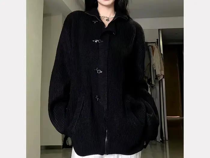 Cardigan tricoté à col montant