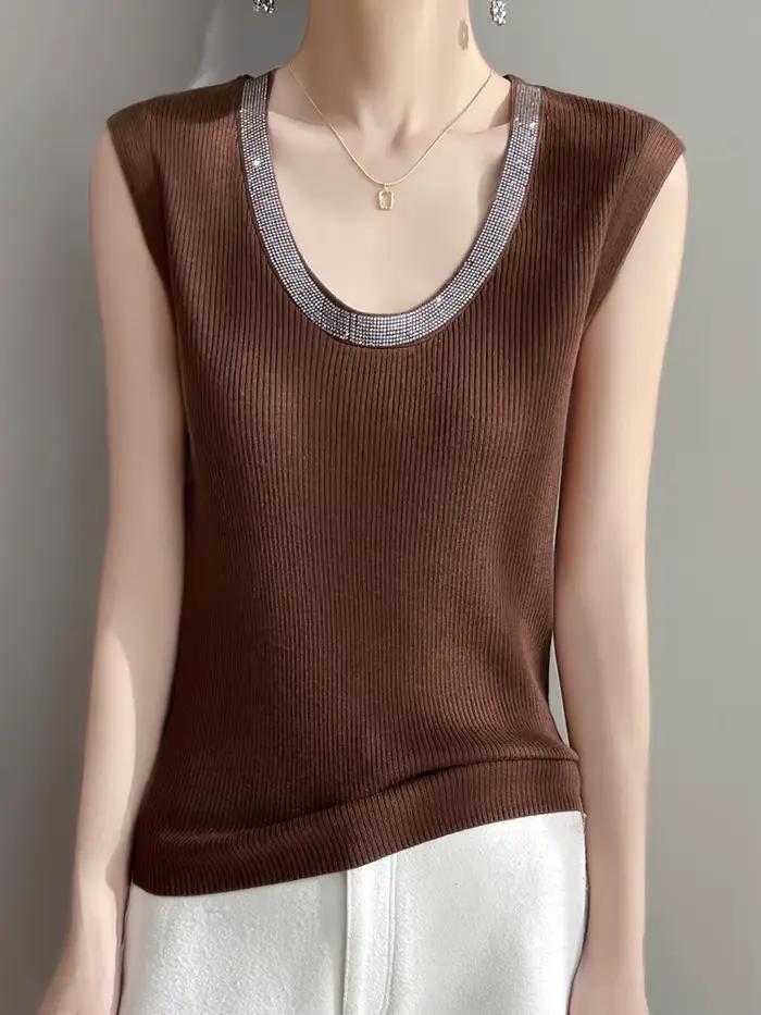 Débardeur en tricot sans manches pour femme