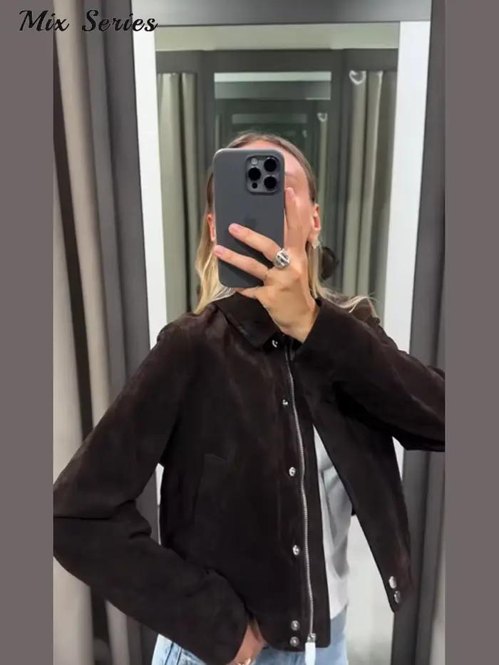 Veste décontractée à fermeture éclair pour femme