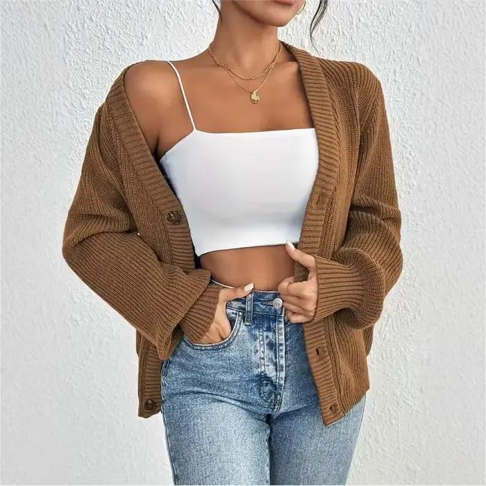 Cardigan à col en v pour femme