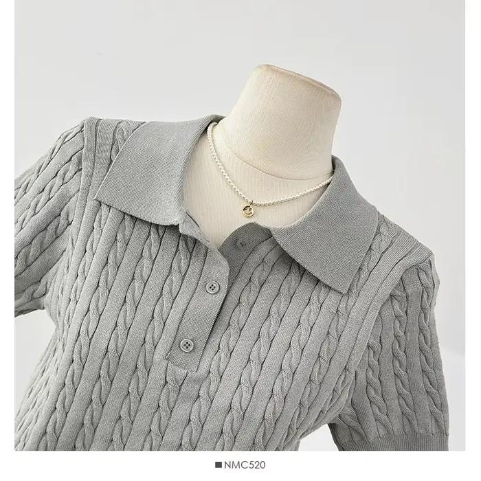 Pull tricoté à col polo pour femme