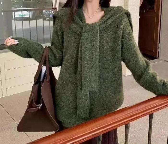 2025 jaune nouveau Style pull châle haut tricoté cravate chemise
