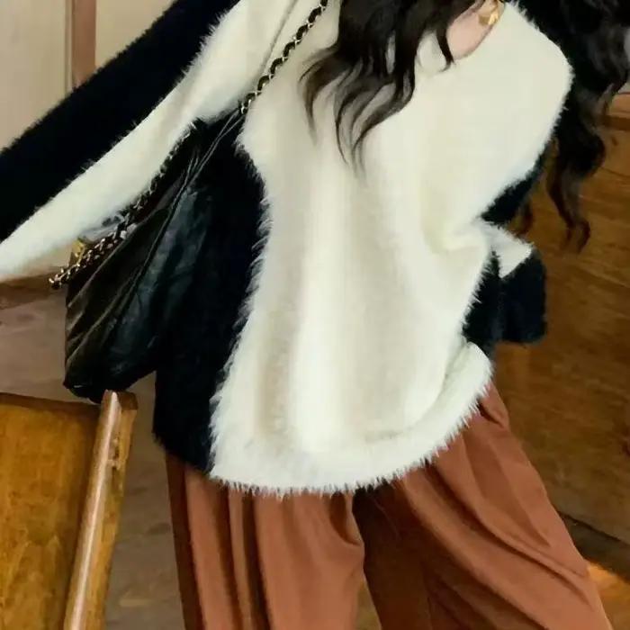 Pull tricoté en fibre douce pour vison, nouveau Style automne/hiver 2025