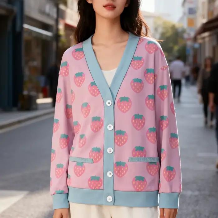 Cardigan polaire à col en v pour femme
