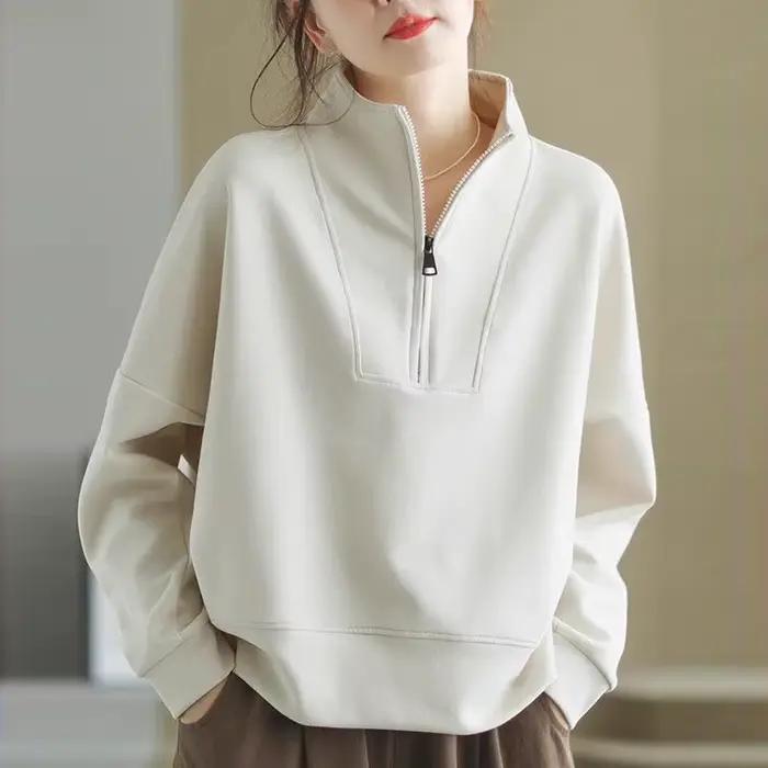 Sweat-shirt demi-fermeture éclair pour femmes