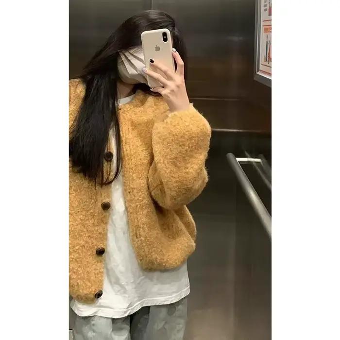 Cardigan en tricot pour femme, collection automne 2025, coupe courte et ample