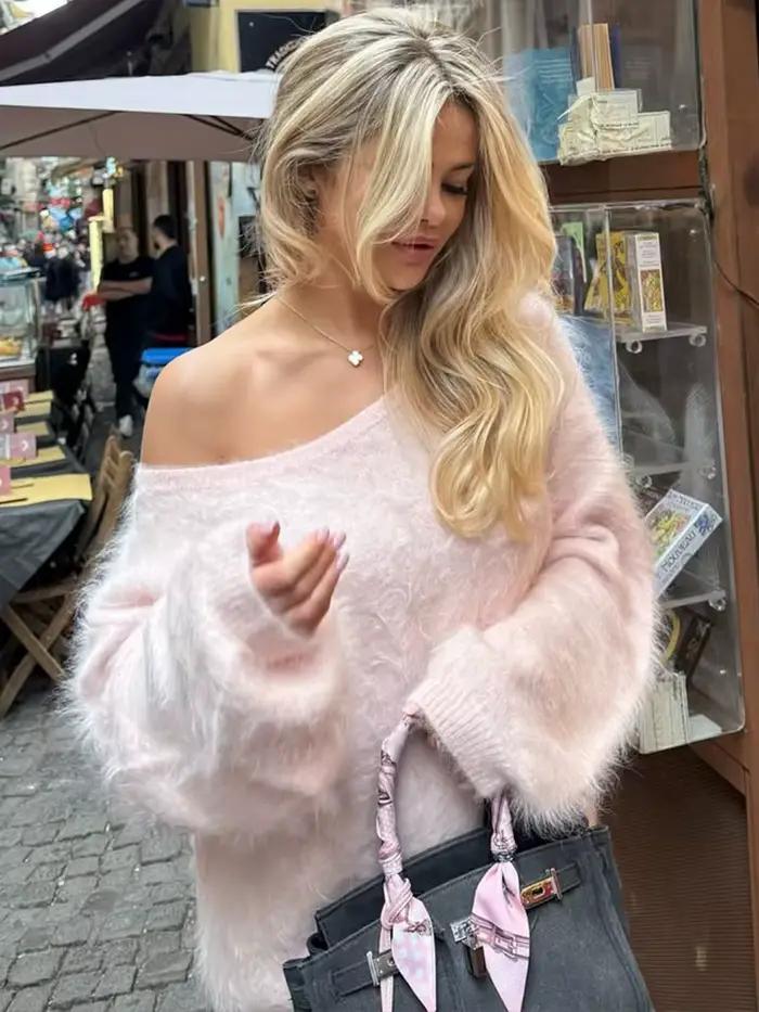 Tossy ample épaules dénudées tricot pull