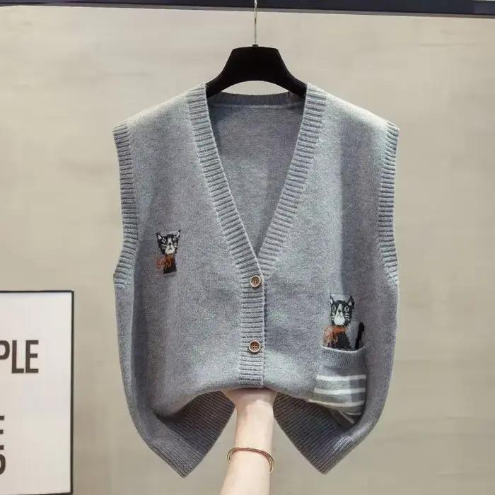 Cardigan tricoté à col en v pour femme
