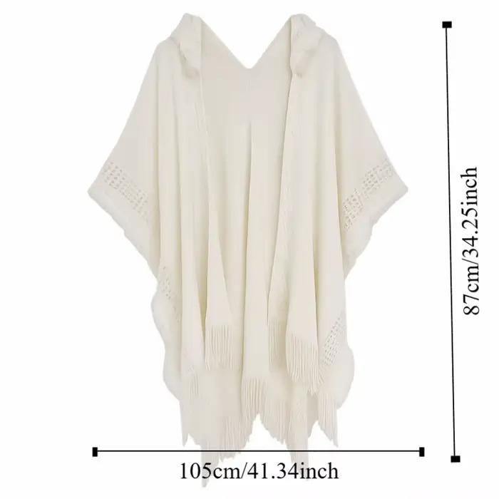 Châle-couverture chaud en tricot à pompons pour femme