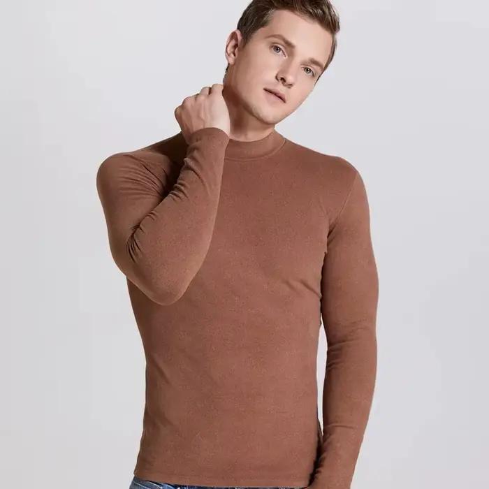 Sous-vêtements thermiques hauts hommes vêtements d'hiver chemise thermique automne hommes collants d'hiver col haut mince coupe ajustée T-shirt à manches longues
