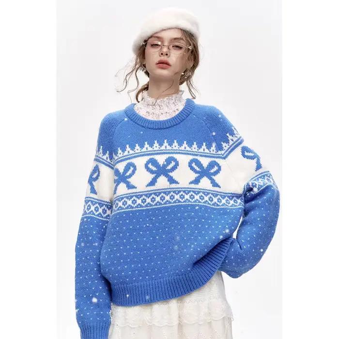 ELFSACK Pull ample Fair Isle pour femme