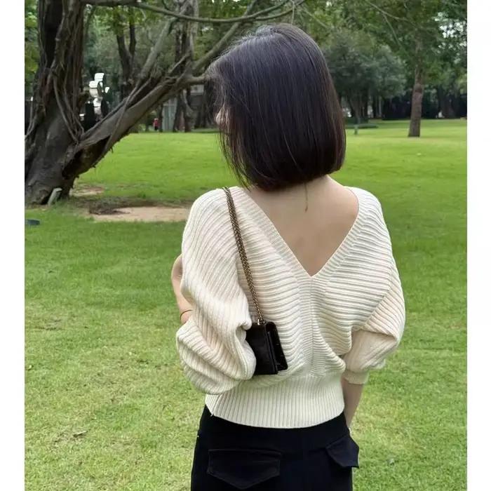 Pull à manches chauve-souris pour femme