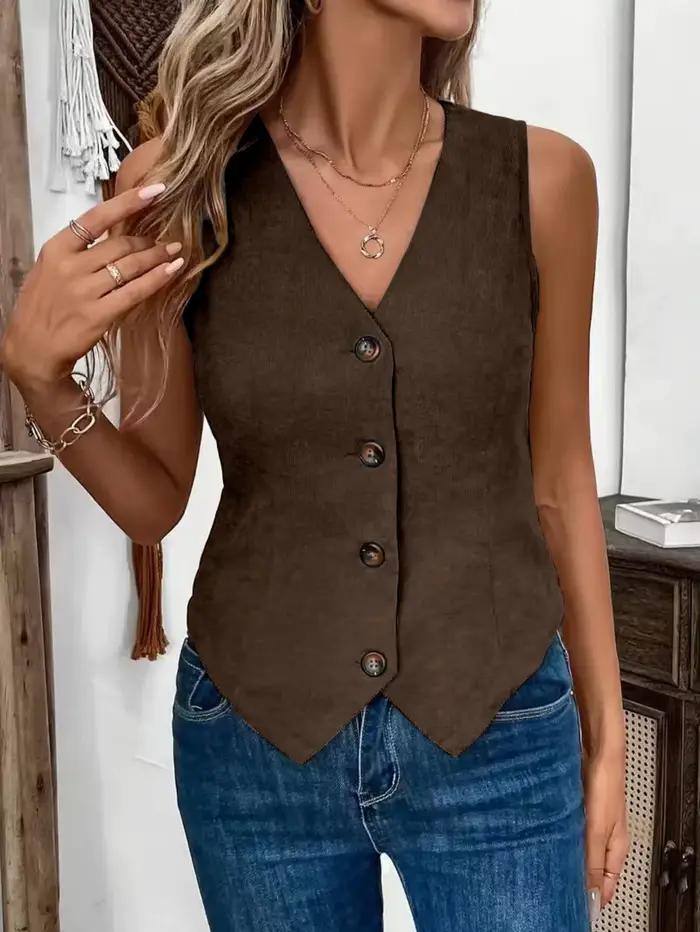 Gilet Vintage en velours côtelé pour femmes