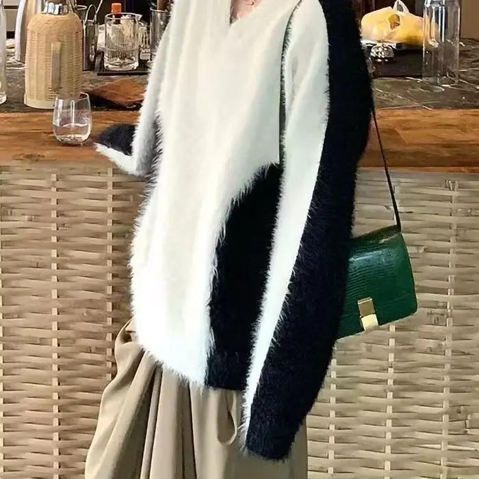 Pull tricoté en fibre douce pour vison, nouveau Style automne/hiver 2025