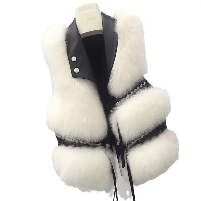 2025 nouvelles femmes fausse fourrure gilet Chic épissure renard
