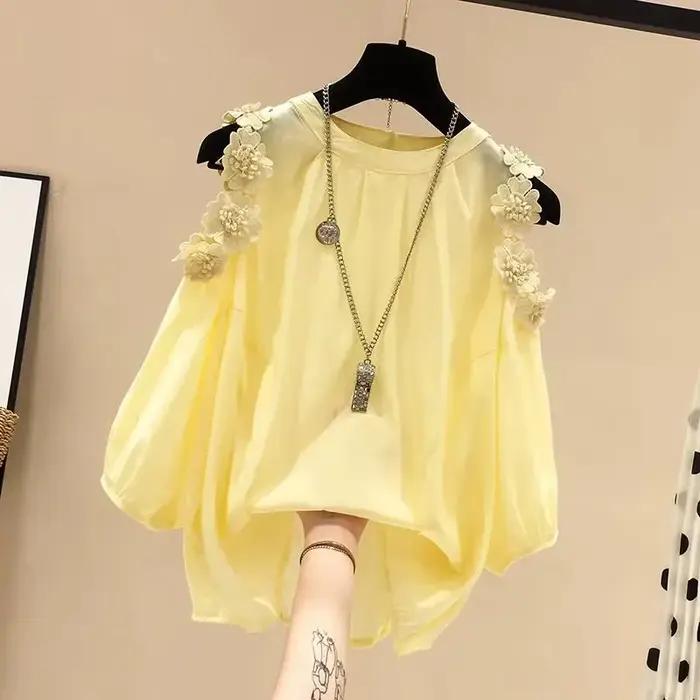 Pull à col rond à manches Leurs lan pour femmes