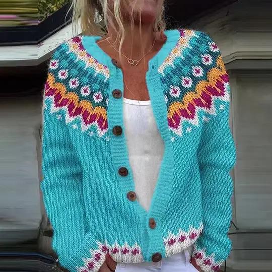 ​ Cardigan en tricot Jacquard de Style ethnique pour femmes