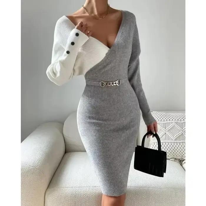 Robe pull taille haute pour femme