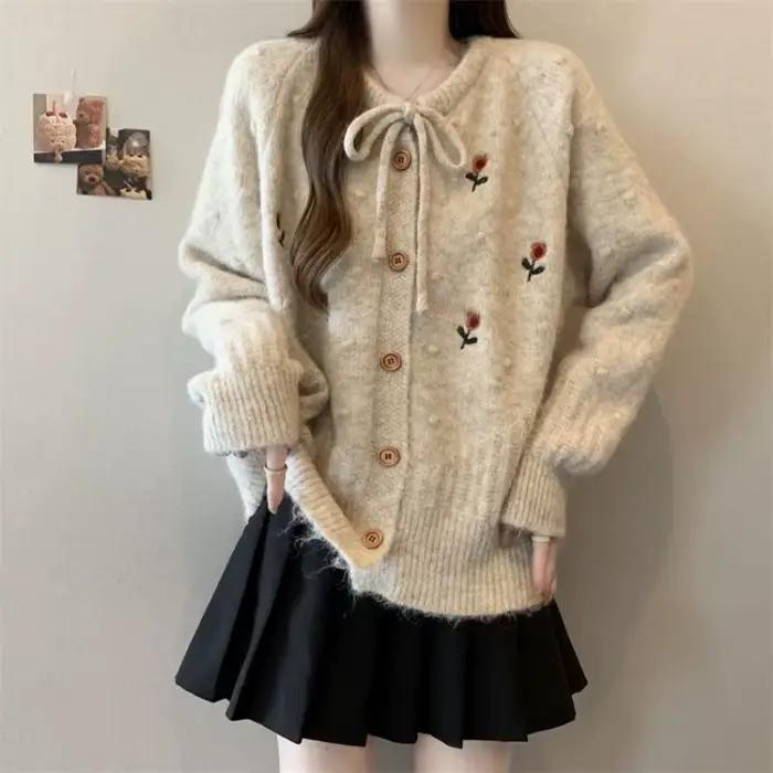 Veste pull à fleurs pour femmes