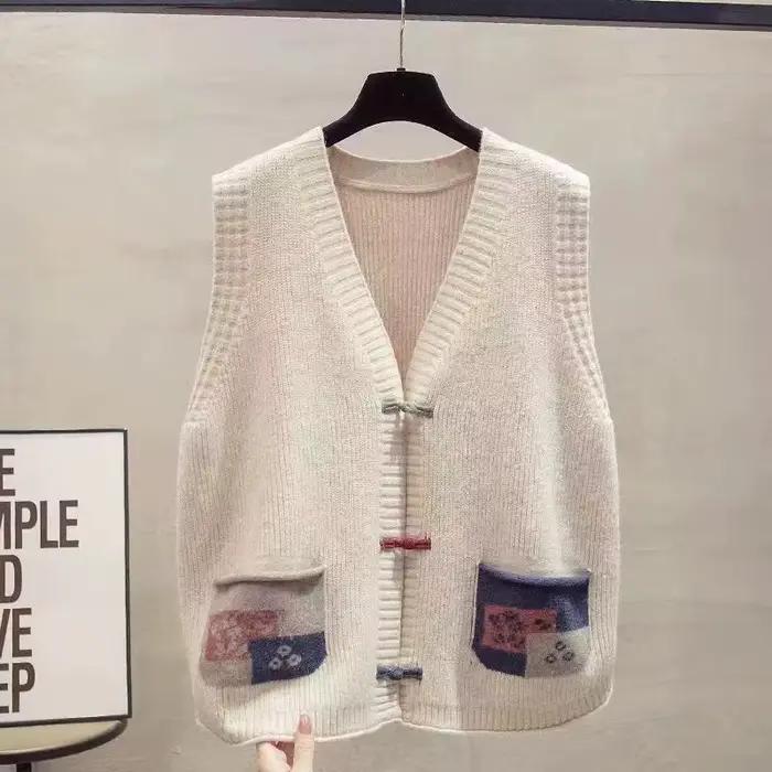 Cardigan tricoté à col en v pour femme