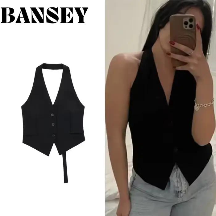 Gilet court sans manches pour femmes