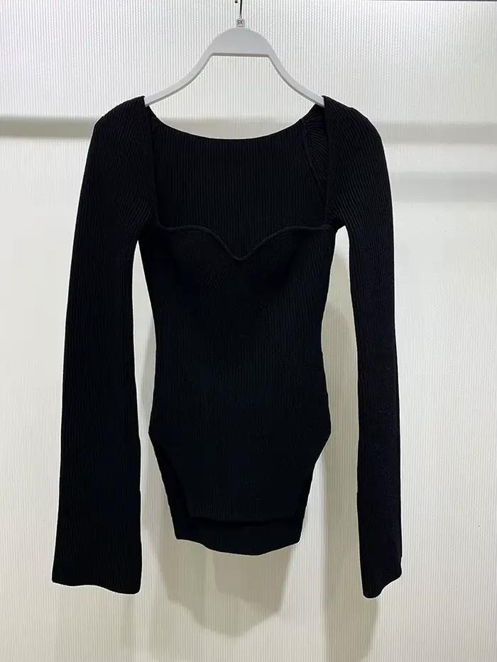 TWOTWINSTYLE – pull tricoté uni à manches longues pour femme
