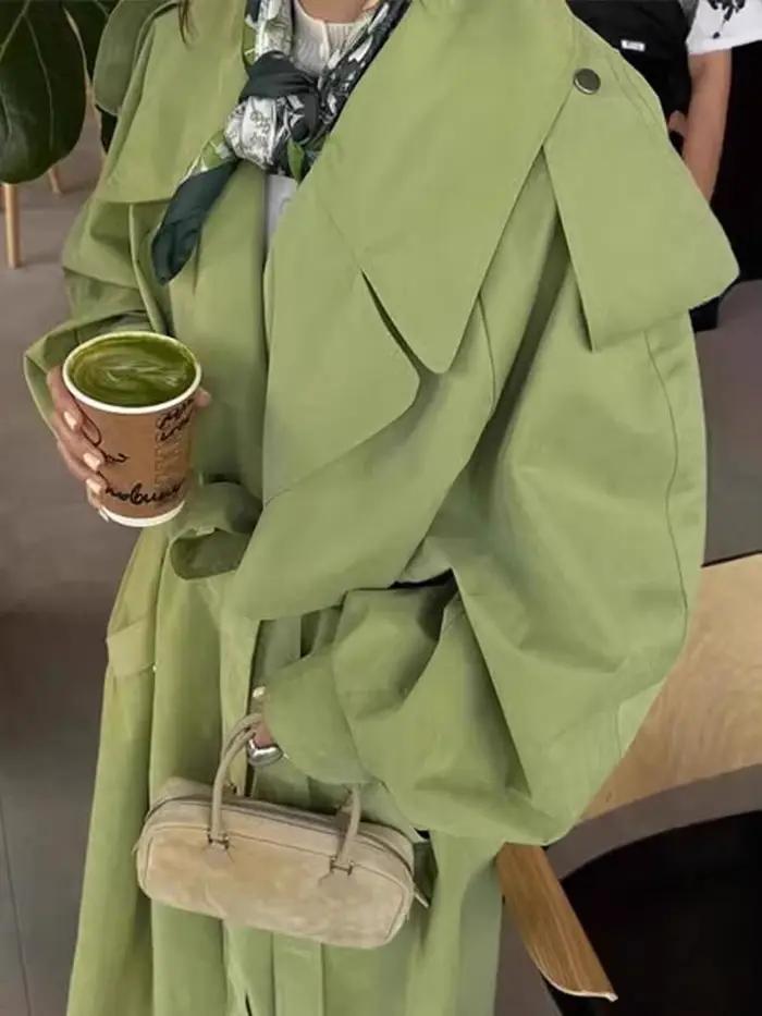 Veste coupe-vent décontractée verte ample pour femme