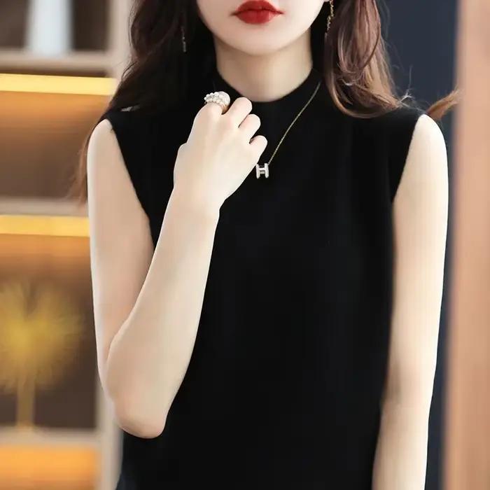 Pull en tricot chaud à col haut pour femme