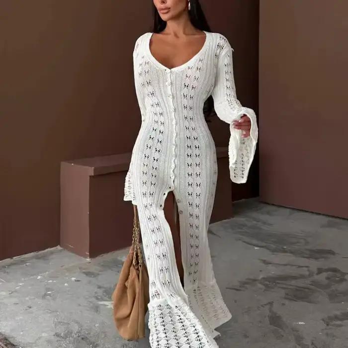 Cardigan en tricot à manches évasées de couleur Pure