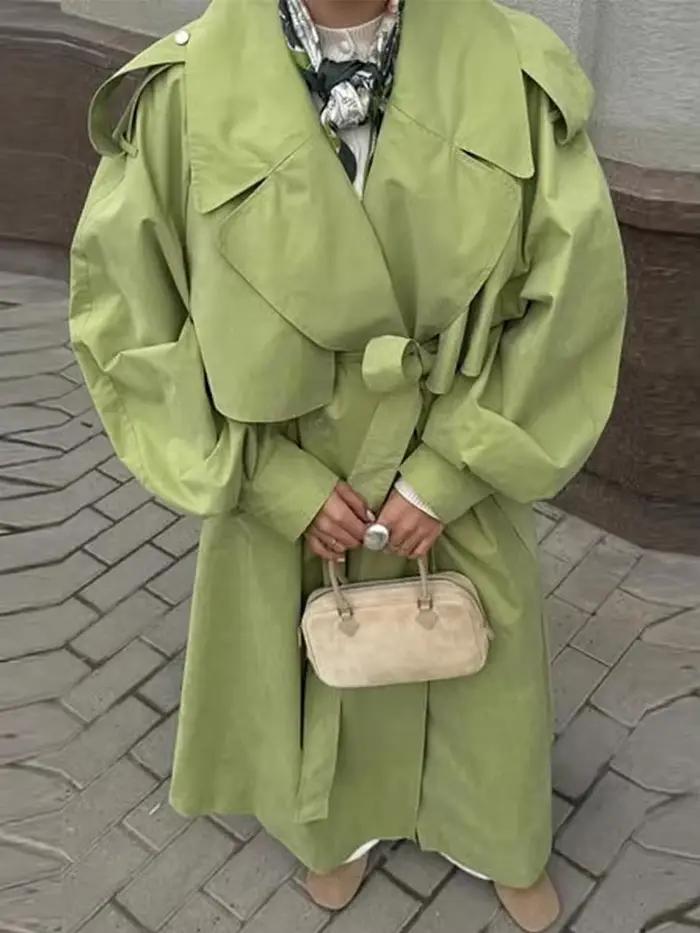 Veste coupe-vent décontractée verte ample pour femme