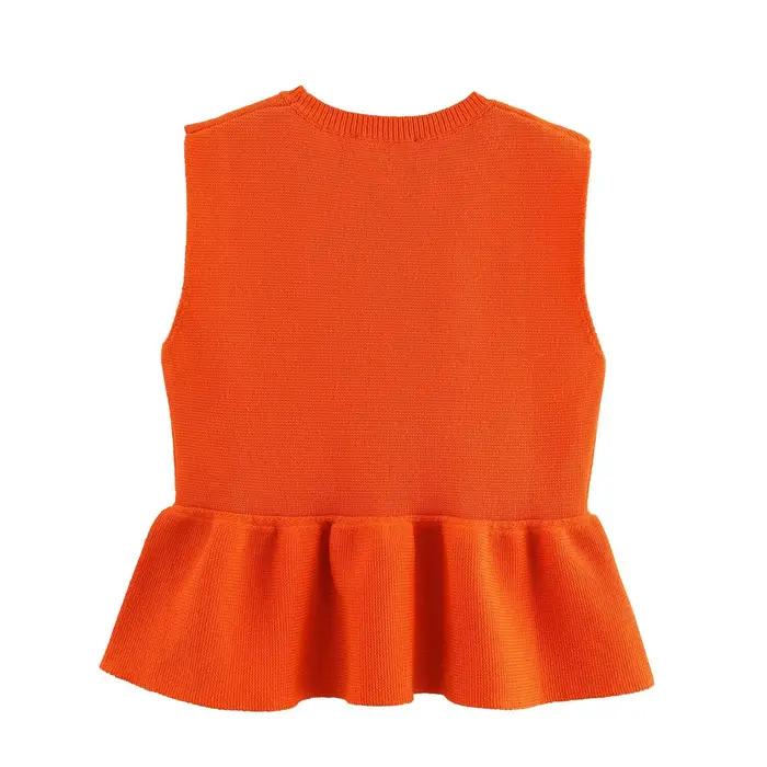 Gilet Zazevity en polyester à volants pour femmes, élégant et polyvalent pour toutes les saisons, occasions spéciales et quotidien