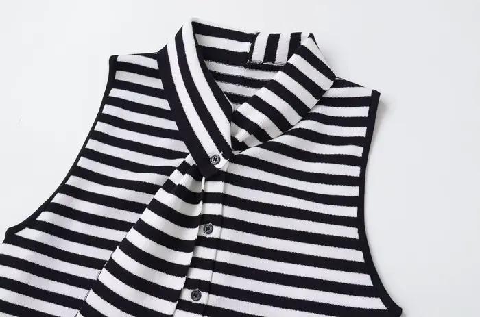 DUOPERI Gilet en tricot rayé noir et blanc pour femme