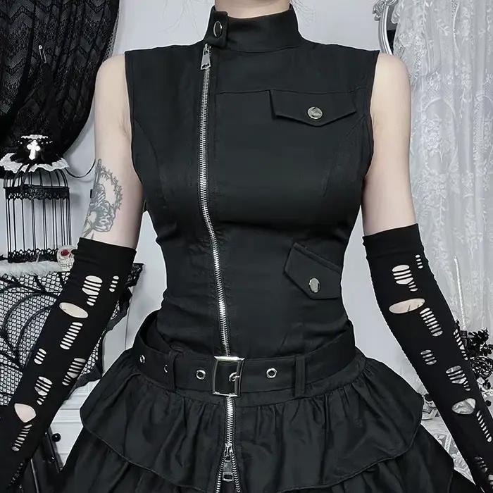 Robe gilet rétro à fermeture éclair pour femmes