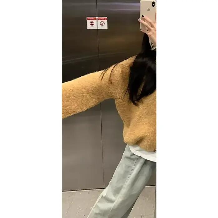 Cardigan en tricot pour femme, collection automne 2025, coupe courte et ample