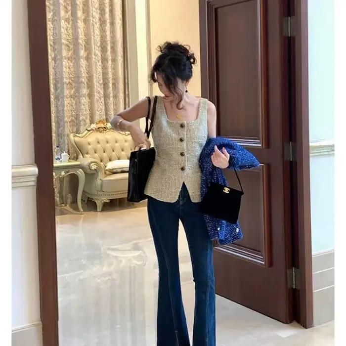 Gilet de mode française pour femmes, haut rétro Slim polyvalent sans manches