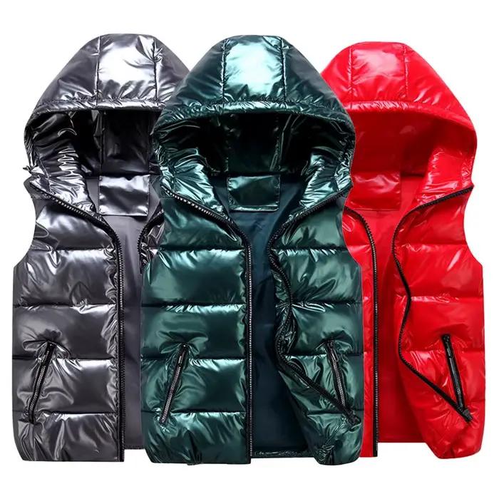 Femmes hiver gilet chaud couleur vive poches coton rembourré