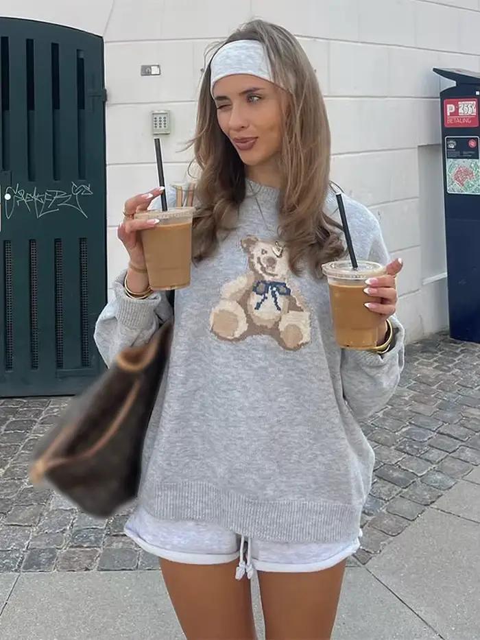 Pull tricoté à col rond pour femme