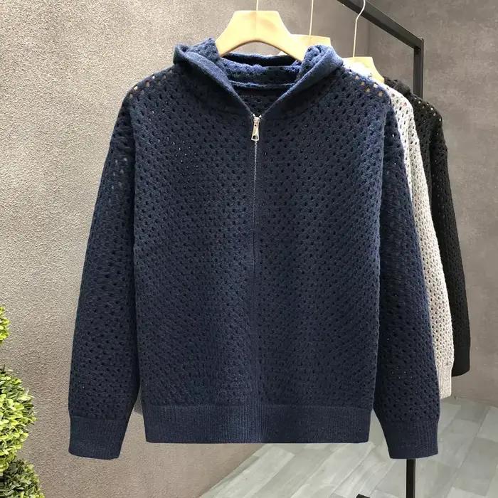 Nouveau pull Cardigan à capuche évidé
