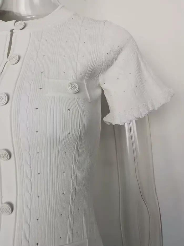Robe midi vintage en tricot torsadé à manches courtes volantées pour femmes, élégante pour fêtes et décontraction, disponible en plusieurs couleurs et tailles, pour des occasions spéciales et quotidiennes