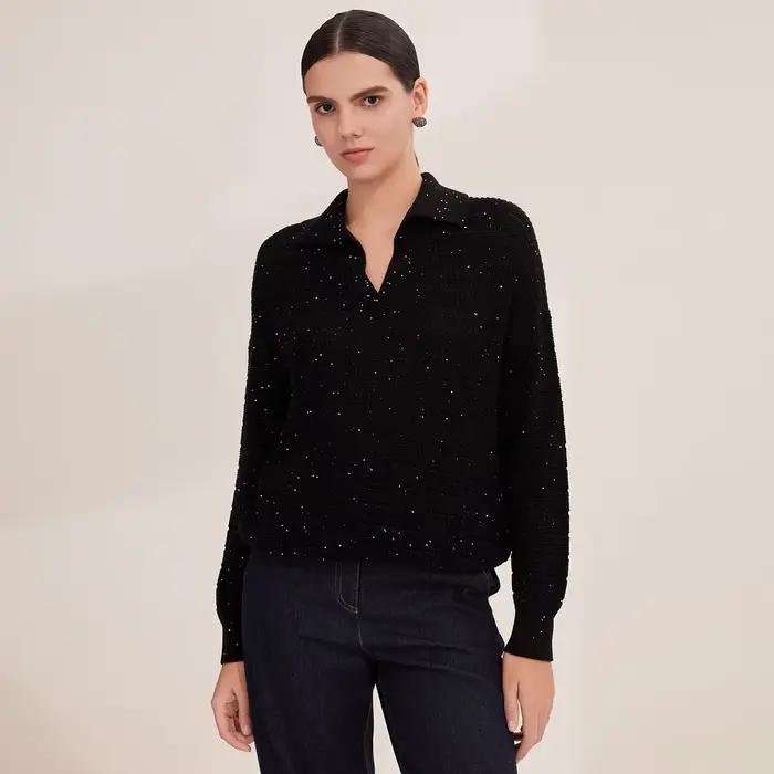 Pull en tricot col en v pour femme