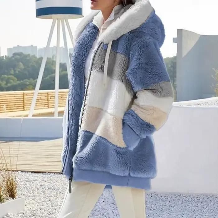 Pull chaud à capuche en peluche pour femmes