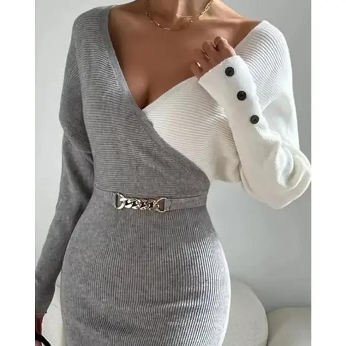 Robe pull taille haute pour femme