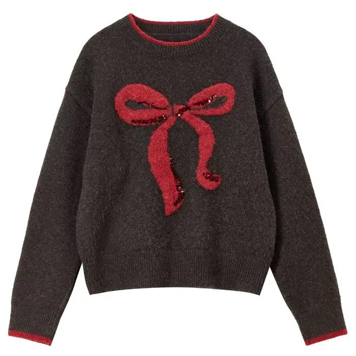 Pull à nœud brodé de perles SENTUBILA pour femme