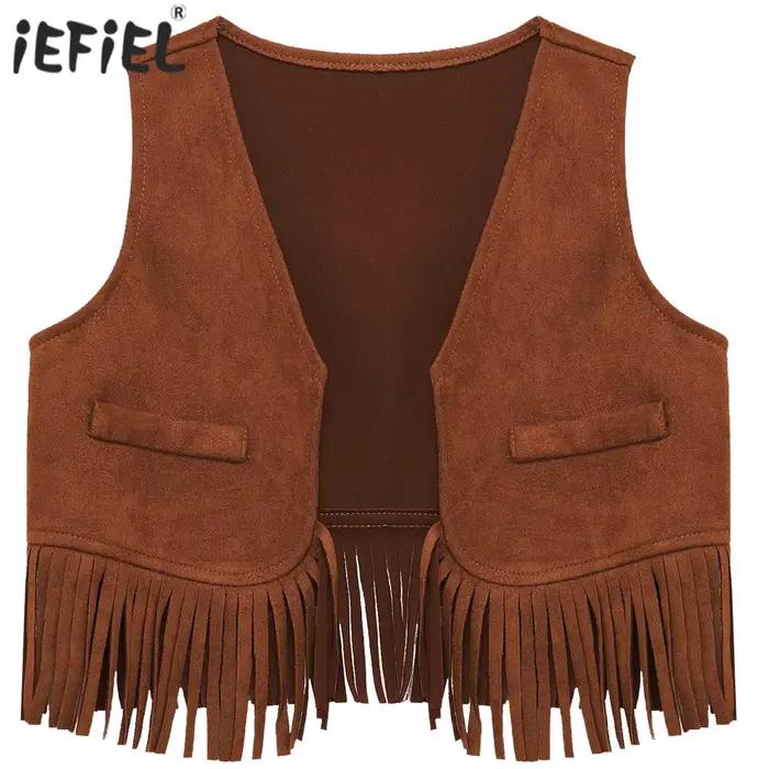 Gilet de Cowboy occidental sans manches pour bébés garçons et filles, déguisement de Cowboy d'halloween pour enfants, accessoire de photographie, gilet de scène
