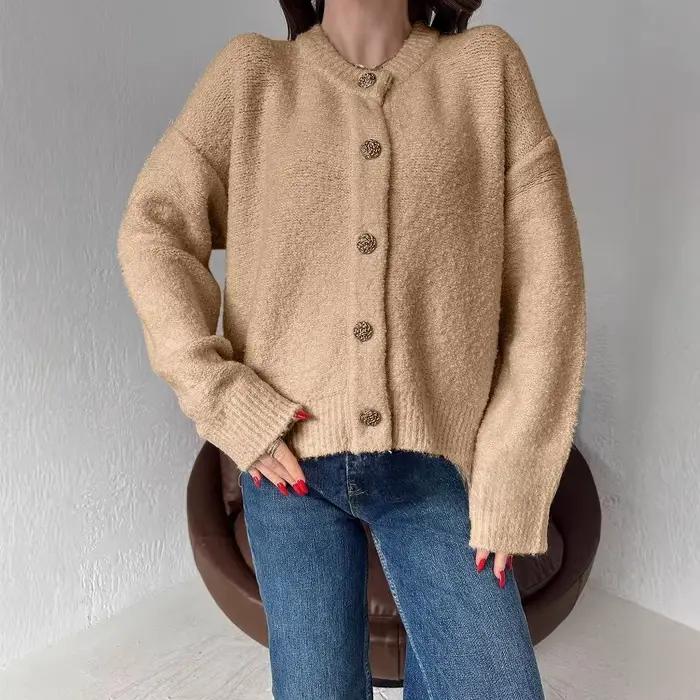 Pull de couleur unie, pull tricoté à la mode