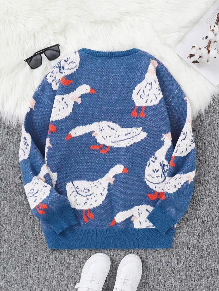 Nouveau populaire automne hiver mignon canard Jacquard motif pull