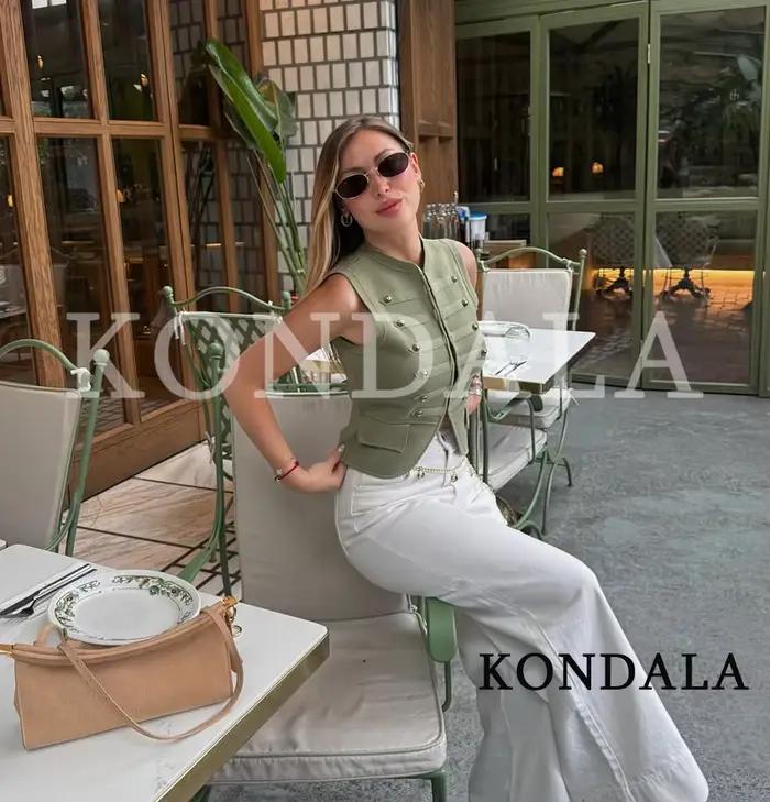 KONDALA Gilet Tricoté Tendance pour Femme